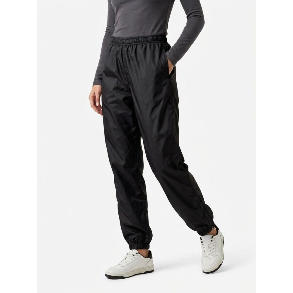 Vintage Y2K Nike Black Nylon Track Pants Ankle Zip Youth M Size XS